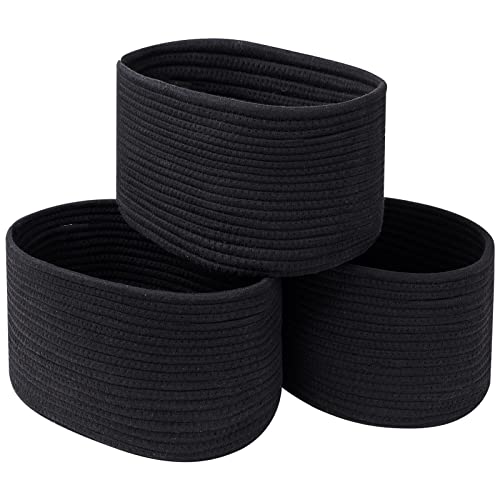 Image of CubesLand Cube Shelf Storage Basket Bins for Shelves Closet Storage,Woven Rope Baskets for Organizing,Decor Basket for Living Room 3Packs Black