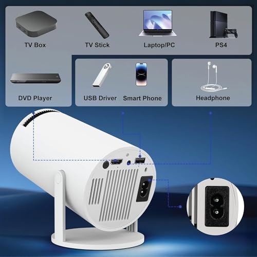 Image of OLV Mini Projector for Home, 4K 1080P Full HD Projector Supports Netflix, Prime and YouTube Etc. WiFi 5G, BT-5.0, Cinema Projector 180 Android 11, Compatible with TV Stick /Windows /iOS /Android