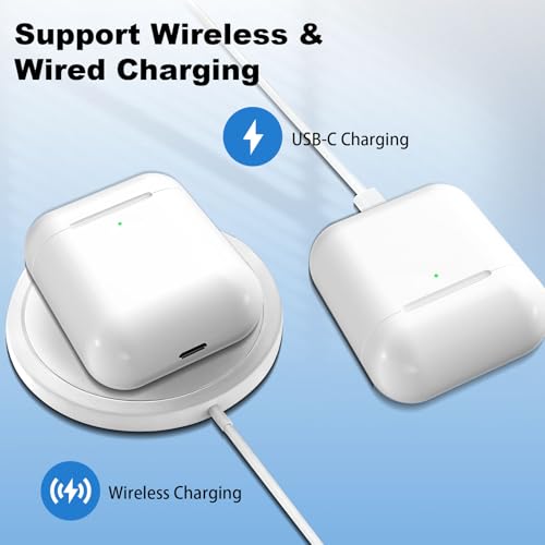 Image of Wireless Charging Case Replacement Compatible with AirPods Pro 1st & 2nd Gen, USB-C and Wireless Charger Case with Bluetooth Pairing Sync Button (Earbuds Not Included)