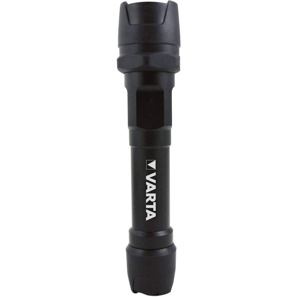 Varta 18701 Torcia LED a Mano Indestructible Flashlight F20, 1 Watt, 2 pile Stilo AA Longlife Power Incl, 170 Lumen corpo alluminio resistente a urti, cadute 4mt, acqua IPX4, per attività Outdoor e Professionali, gancio integrato