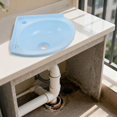 Lavabo flotante de esquina triangular en plástico para baños pequeños 8