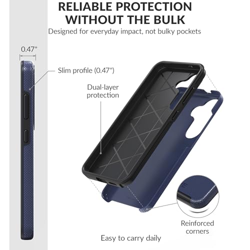Image of Crave Compatible with Samsung Galaxy S25 Case (6.2 inch), Slim Fit, Shockproof Dual Layer Grip, Wireless Charging Compatible - Navy