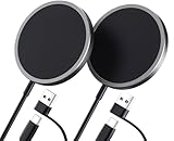 Mag-Safe Charger 2-Pack 15W, JSAUX Magnetic Wireless Charger Fast Charger Pad Compatible with MagSafe Charger, iPhone 16/16 plus/16 Pro/16 Pro Max/iPhone 15/14/13/12 Mini Mag Charger Airpods Black