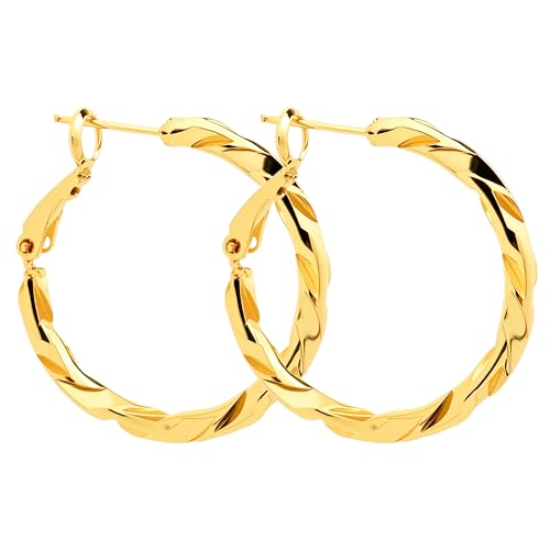 ToHeart Twisted Hoop Earrings for Women Gold Hoop Earrings Hypoallergenic