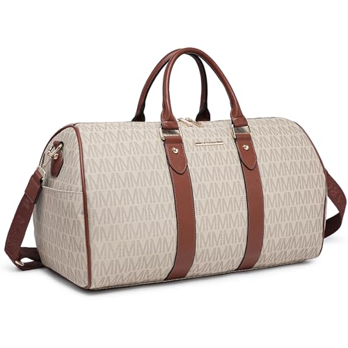 Women PU Leather Monogrammed Duffel Bag for Men- Scratch-Resistant Waterproof,