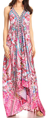 Image of Sakkas Lizi Womens Maxi High-Low Halter Handkerchief Long Dress Beach Party