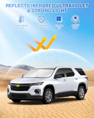 Image of Canvcle Sunshades for Chevrolet /Chevy Traverse 2018-2023 Accessories Windshield Sun Shade Side Rear Window Shade Cover Sun Visor Shield Privacy Protection Keep Vehicle Cool Black 8PCS