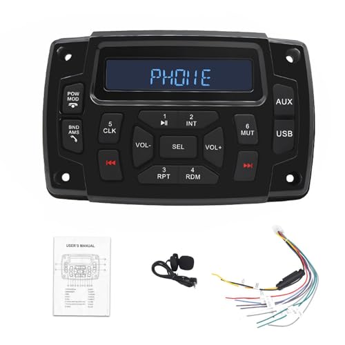Image of Geloo Marine Radio Receiver Waterproof Boat Stereo Radio System with AUX-in Subwoofer Pre-Amp EQ, AM /FM Radio Receiver Digital Media MP3 Player USB Input for Motorcycle Boat Golf Cart Truck