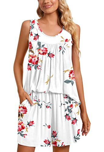 TAOHUADAO 2 Piece Women's Sleeveless Pajama Sets, Lounge Sleepwear Ladies Pjs Sets with Pockets2