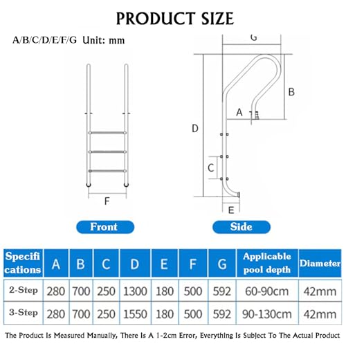 Escalera para piscina con 3 peldaños de acero inoxidable miniatura 2