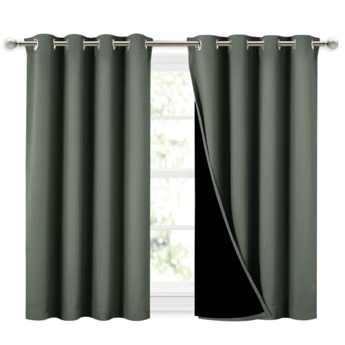 Image of NICETOWN Dark Mallard 100% Blackout Curtains 45 inches Long, 2 Thick Layers Completely Blackout Window Treatment Thermal Insulated Lined Drapes for Small Window (1 Pair, 52 inches Width Each Panel)
