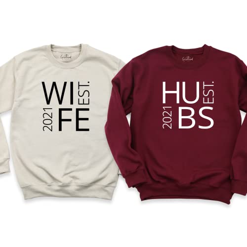 Hubby Wifey Est. 2025 Sweatshirt, Bridal Shower Gift, Groom Gift, Honeymoon Sweatshirt, Matching Sweaters, Groom Sweatshirt, Couples Sweatshirt