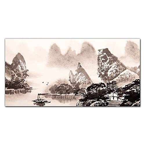 Décoration tableau en verre acrylique 100x50cm photo sur verre bateaux chinois