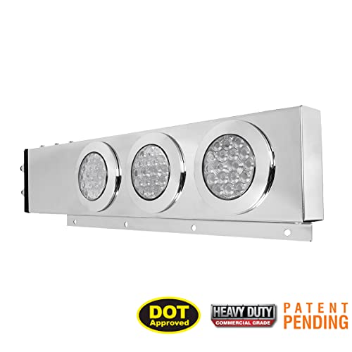 Image of GG Grand General 91021 Spring Loaded Stainless Steel Mud Flap Hanger with Red /Clear LED Light, 2.5 Inches Bolt Spacing, Pair