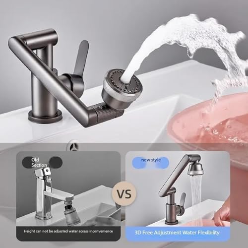 Image of Hot Cold Water Mixer Faucet 2 Mode Single Lever Basin Mixer with Provision for hot and Cold Water Wash Basin Tap Water Tap for Bathroom Metal Sink Faucet Easy Intuitive Operation