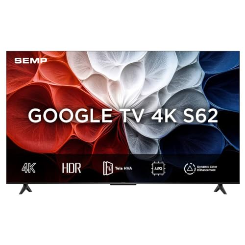 SEMP, Smart TV 4K UHD, 55“, Google TV, Google Assistente, Comando por Voz, Googlecast Integrado, Design Sem Bordas, Dolby Audio, 55S62
