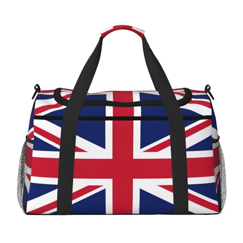 British flag print Travel Duffle Bag Gym Bag for Women,Puffer Tote Bag,Weekender Overnight Bag Organizer