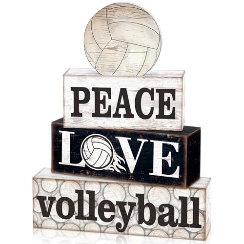 Briwooody 4 Pcs Volleyball Decorations 2026 Rustic Wooden