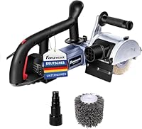 FANZWORK V2 1500 Watt Satiniermaschine Schleifmaschine Bürstenschleifgerät zur Renovierung von Oberflächen, mit Staubsaugung-Anschluss, Drehzahlregelung, Kugelgriff, Stahldraht & Nylon Bürste