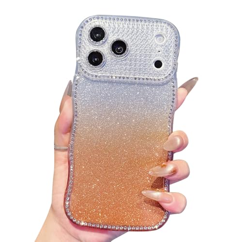 TRIPLE RIVER�EFor iPhone17 Pro Max �P�[�X �J�o�[ ���C���X�g�[�� �E�F�[�u �g�^ �Ȃ݂Ȃ� �g�� TPU �\�t�g�P�[�X �O���f�[�V���� ���� �O���b�^�[ �L���L�� �X�g���b�v�� For �A�C�t�H��17�v���}�b�N�X(�u���E��