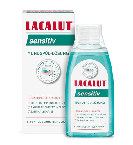 Lacalut Sensitiv Mundspül-Lösung 300ml - Medizinisches Mundwasser Antibakteriell Ohne Alkohol - Effektive Schmerzlinderung für schmerzempfindliche Zähne & Zahnfleischentzündungen