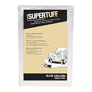 Trimaco SuperTuff Paper/Poly Drop Cloth, 9-feet x 12-feet