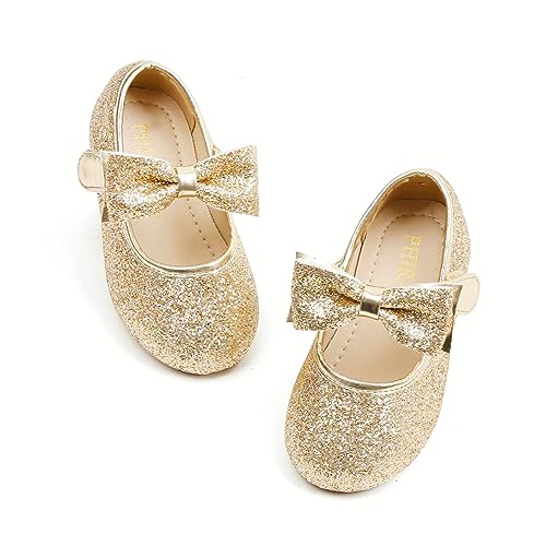 Image of PHIRAMIN Toddler Flower Girl Dress Shoes - Little Girl Mary Janes Flats Wedding