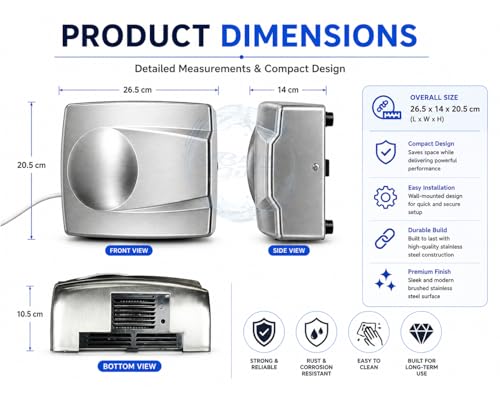 Image of BATH GURU 1500W Automatic Hand Dryer Wall Mounted - High-Speed Touch-Free Electric Hand Dryer, Warm Air, Durable Metal Body - Commercial Hand Dryers for Bathroom, Hotel, Office, Restaurant & Hospital
