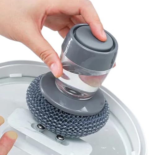 Cepillo para lavavajillas para Cocina, Limpiador de sartenes con dispensador de jabón, Cepillo de Limpieza Multifuncional Tipo Prensa para ollas de Cocina y Estufas