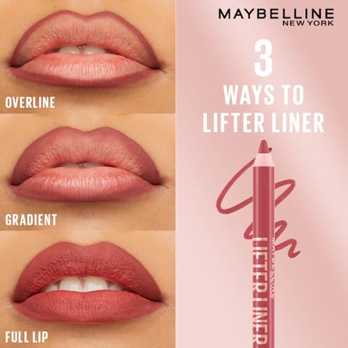 Image of Maybelline Lifter Liner Lip Liner Pencil with Hyaluronic Acid, Cross The | Creamy, Moisturizing Lip liner | Smooth Glide Application for defined lips