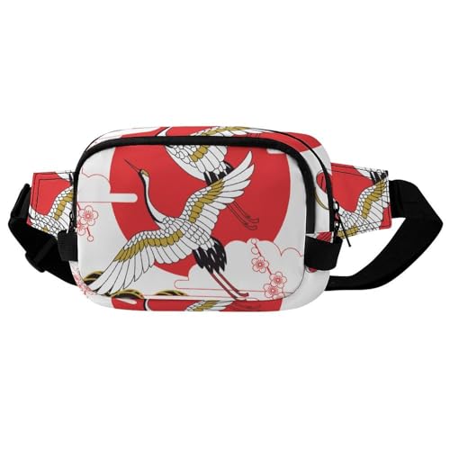 ウエストバッグ 鶴と富士山 桜 和風 メンズ レディース ウエストポーチ ワンショルダーバッグ ヒップバッグ ボディバッグ ボディポーチ スポーツ 斜めがけバッグ プリント おしゃれ