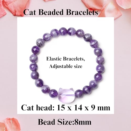 XIANNVXI Crystal Bracelet for Women Men 8 mm Natural Stone Beaded Bracelets Cat Bracelets Cross Bracelets Heart Bracelelt Jewelry for Women Birthday Gifts Stretch Bracelet3