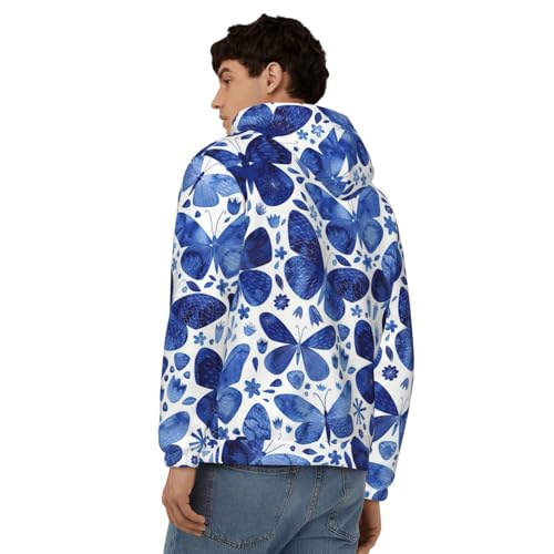 Sweat à capuche papillons bleus : pull décontracté de voyage homme - 6