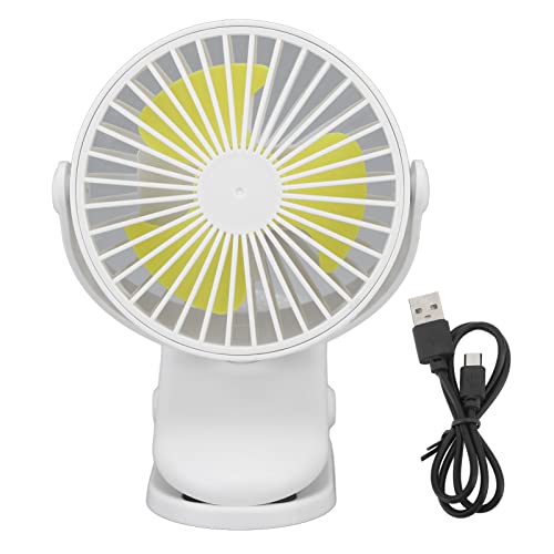 Haofy Pequeña Fan del Escritorio, Fan Recargable Casera Portátil Recargable Recargable de la Capacidad Grande (Blanco)