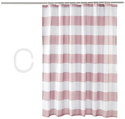 Image of Amazon Basics Bathroom Shower Curtain, Water Resistant Fabric with Rust Proof Grommets & Hooks, Weighted Hem, Machine Washable, 72 inchx72 inch, Light Brown, Beige
