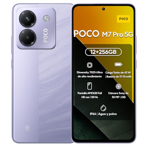 Xiaomi Poco M7 Pro | Teléfono Inteligente 6.67' AMOLED 120Hz Full HD | Dimensity 7025 Ultra | 5110mAh + Carga Turbo 45W | Cámara 50MP Sony (Púrpura, 12+256GB)