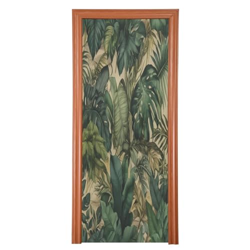 FLildon Palm Tree Leaves Hawaii Art Door Cover Decoration, Party Accessory Porch Decor for Festive Ornament Room Door Covers 35 x 79 Inch