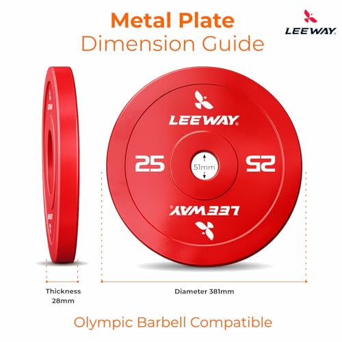 Image of Leeway Color Steel Weight Plates (25kg x 2) | Iron Plates for Gym | 51mm Olympic Hole | Metal weight for Home Gym & Powerlifting | Solid Steel Construction (Multi Color, 25kg Pair)