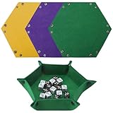 HENGBIRD 3 Stück WüRfelbrett, Falten Doppelseitig WüRfelteller, Dice Tray Box, WüRfelunterlage, WüRfelschale, WüRfelmatte, WüRfeltablett, WüRfelbox für Quixx und Dragons RPG DND (Gelb+GrüN+Lila)