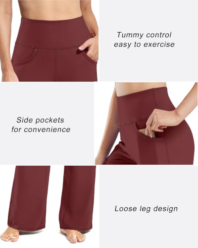 Image of Promover Wide Leg Pants for Woman Yoga Pants with Pockets Stretch