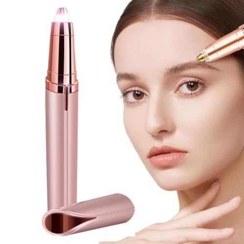 NHQZ Rasoio Sopracciglia Donna per Sopracciglia Donna Viso Rifinitore Precisione Epilatore Ricaricabile, 1 Pezzi (Colore oro rosa)