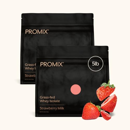 Image of ProMix Nutrition Whey Protein Isolate Powder, 31g Grass Fed Whey Isolate, 6.6g BCAAs, Gluten Free, Keto Friendly, Strawberry, 5lb