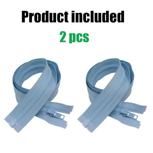 Image of YaHoGa 2PCS #5 40 inch Separating Jacket Zippers for Sewing Coats Jacket Zipper Replacement Plastic Zippers Bulk (40 inch Light Blue)