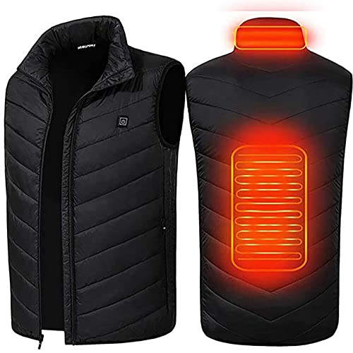 MFXI Gilet Chauffante Homme avec 2 Zones Fièvre,Veste sans Manches USB Chauffants,Lavable Chauffe-Corps Chauffant,3 Niveaux de Température,pour Moto,Voyager,Camping
