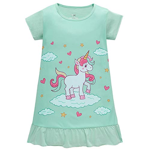 Baby Girls' Unicorn Nightgowns Cotton Sleepwear Green Nighties 3T-4T