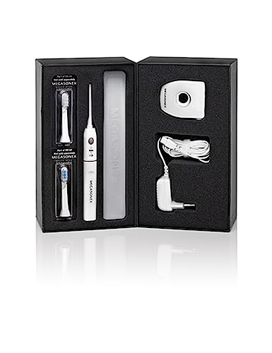 Megasonex M8 Ultraschallzahnbürste auch für Hund und Katze - mit extra Ruhemodus ohne Vibration für kleine & große Hunde oder Katzen - Inkl. 2 Bürstenköpfe
