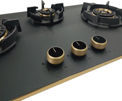 Hindware Ivana 3B 75CM,Built in Hob With Flame Failure Device,Frost Glass with Golden Coated SS Strips,Gold Metallic Finish & Jet Black... - Image 5