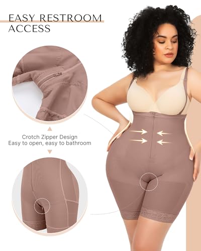 Image of SHAPELLX Fajas Colombianas Shapewear for Women Tummy Control Plus Size Postpartum Body Shaper Butt Lifting Bodysuit