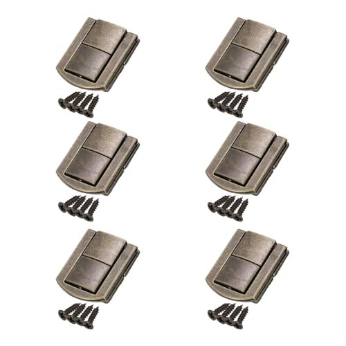 uxcell 6pcs Toggle Catch Lock, 1.2" x 1" Hasp Lock Latch Mini Hasp Clasp with Mounting Screws for Jewelry Box Gift Box Wooden Cabinet, Bronze