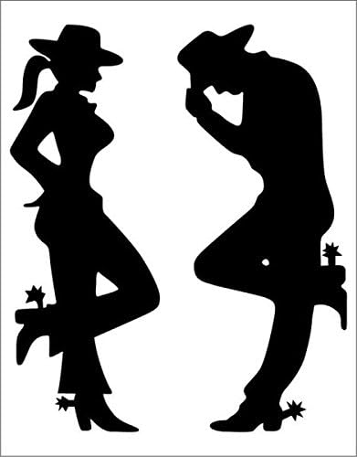 Nostalgia DecalsCowgirl & Cowboy Silhouette Black Decal 7" x 5" in The United States